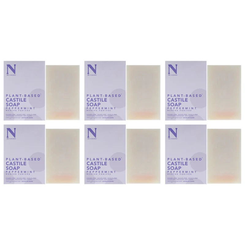 Dr. Natural Castile Bar Soap - Peppermint by Dr. Natural for Unisex - 5 oz Soap - Pack of 6 5 oz