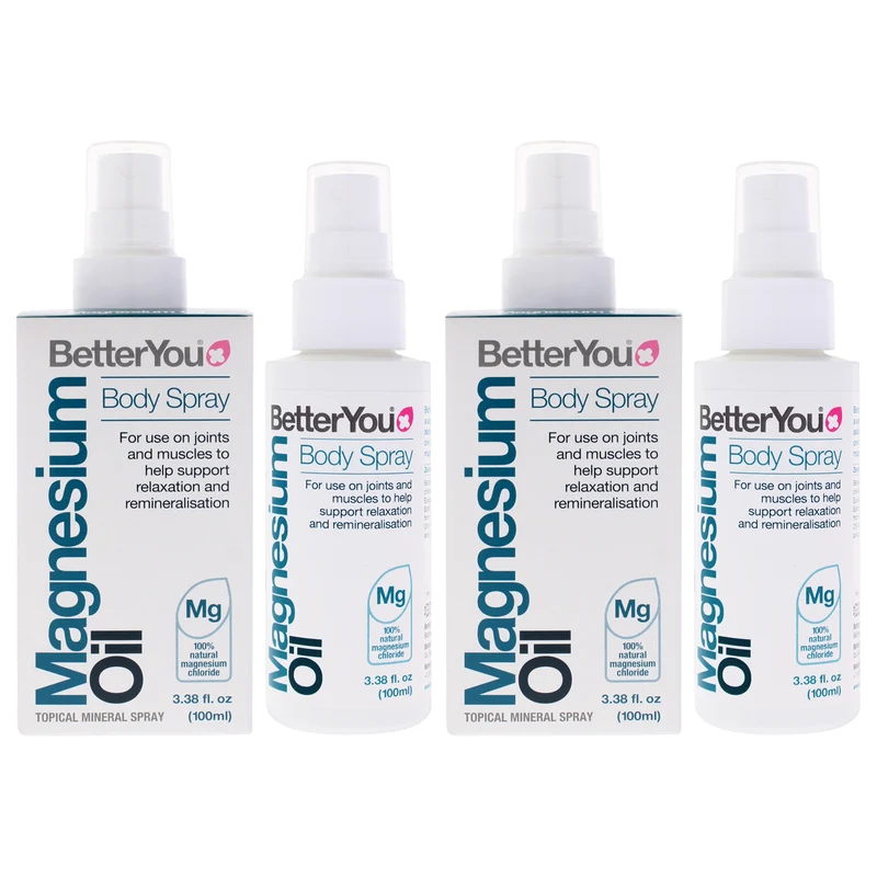 BetterYou Magnesium Oil Body Spray by BetterYou for Unisex - 3.38 oz Body Spray - Pack of 2 3.38 oz