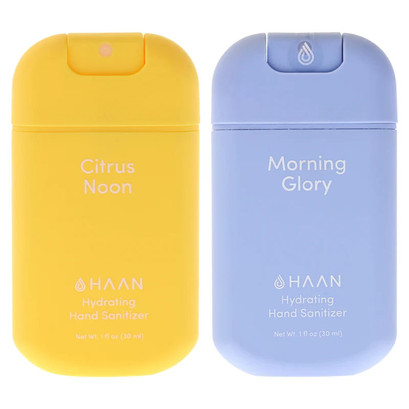 Haan Hydrating Hand Sanitizer Kit by Haan for Unisex - 2 Pc Kit 1.01oz Hand Sanitizer - Citrus Noon, 1.01oz Hand Sanitizer - Morning Glory 2 Pc Kit