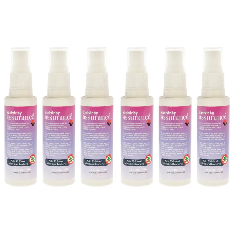 Desinfetante Para Mãos Assurance Sanivir Solution 75ml, Pacote Com 6