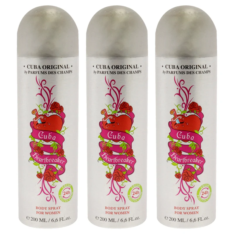 Cuba Cuba Heartbreaker by Cuba for Women - 6.6 oz Body Spray - Pack of 3 6.6 oz