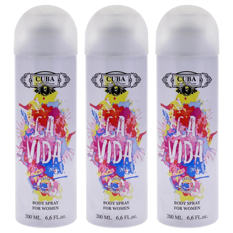 Cuba La Vida by Cuba for Women - 6.6 oz Body Spray - Pack of 3 6.6 oz