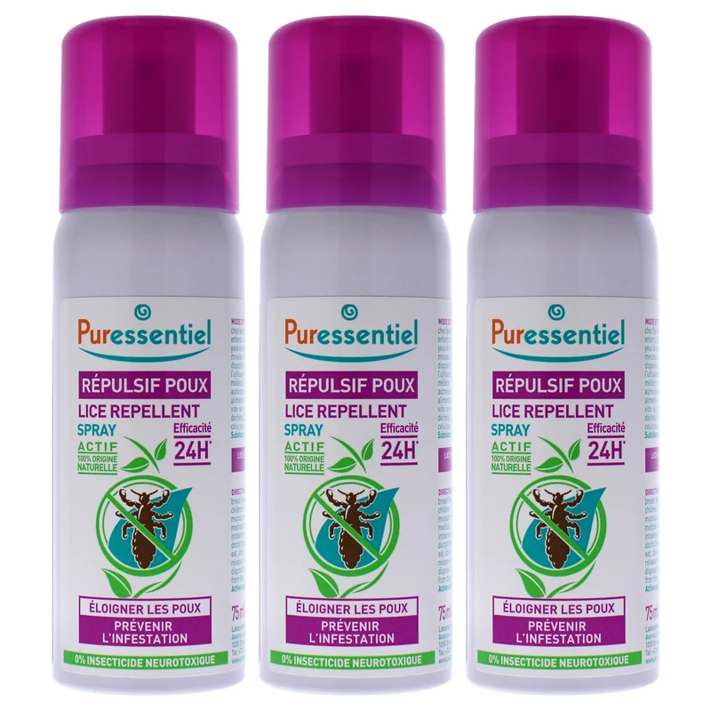 Puressentiel Anti-Lice Repellent Spray by Puressentiel for Unisex - 2.54 oz Lice Treatment - Pack of 3 2.54 oz