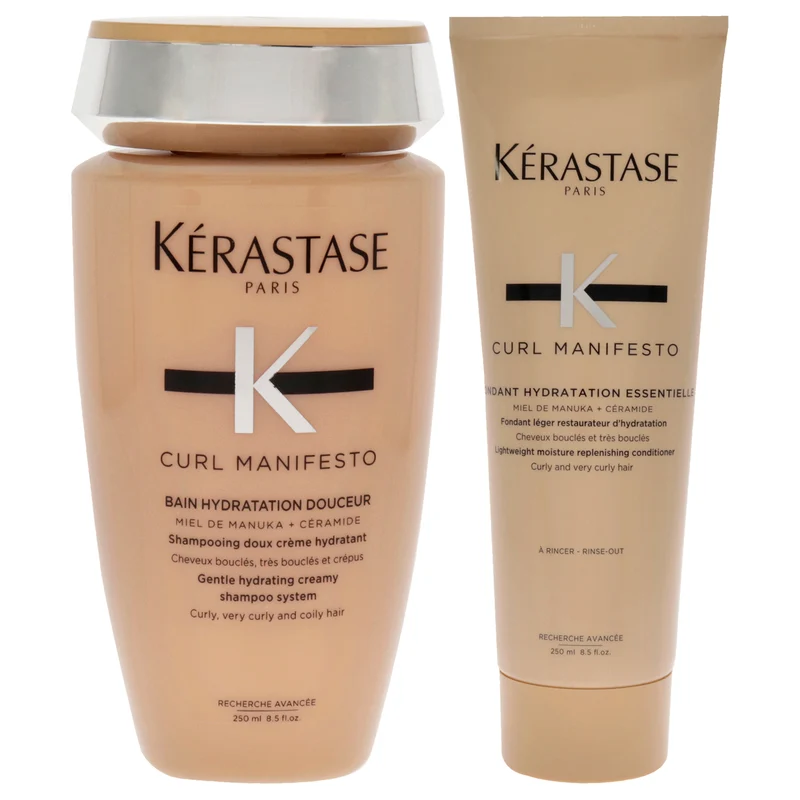 Kerastase Curl Manifesto Kit by Kerastase for Unisex - 2 Pc Kit 8.5oz Hydrating Shampoo, 8.5oz Lightweight Conditioner 2 Pc Kit