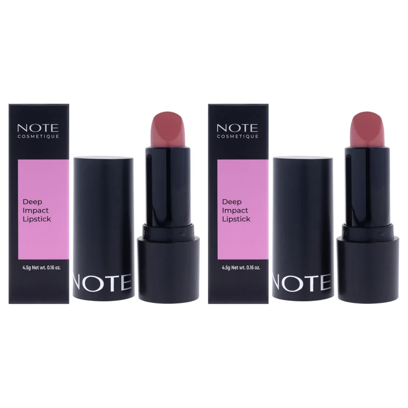 Note Cosmetique Deep Impact Lipstick - 02 Optimist Rose by Note Cosmetique for Women - 0.16 oz Lipstick - Pack of 2 0.16 oz