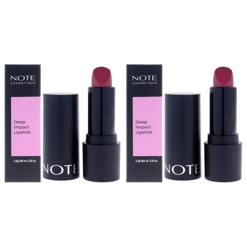 Note Cosmetique Deep Impact Lipstick - 11 Vibrant Pink by Note Cosmetique for Women - 0.16 oz Lipstick - Pack of 2 0.16 oz