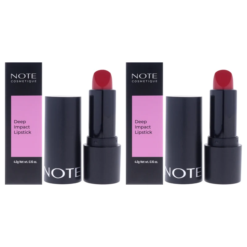 Note Cosmetique Deep Impact Lipstick - 13 Impressive Red by Note Cosmetique for Women - 0.16 oz Lipstick - Pack of 2 0.16 oz