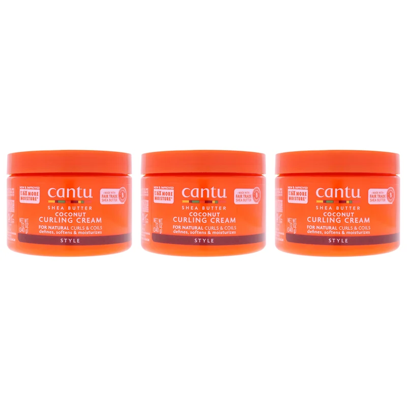 Cantu Shea Butter Coconut Curling Cream by Cantu for Unisex - 12 oz Cream - Pack of 3 12 oz