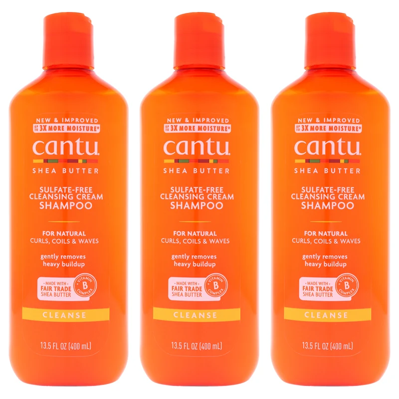 Cantu Shea Butter Sulfate free Cleansing Cream Shampoo by Cantu for Unisex - 13.5 oz Shampoo - Pack of 3 13.5 oz
