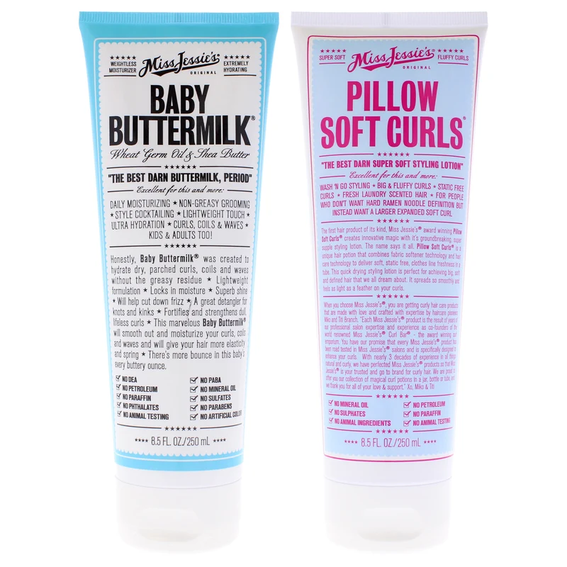 Miss Jessies Pillow Soft Curls and Baby Buttermilk Kit by Miss Jessies for Unisex - 2 Pc Kit 8.5oz Lotion, 8.5oz Cream 2 Pc Kit