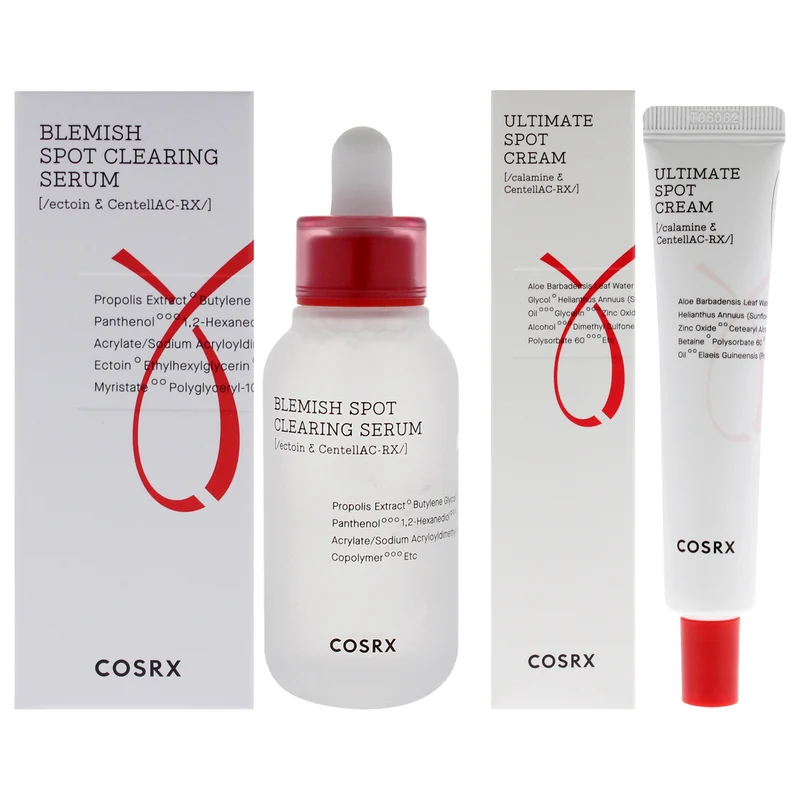Cosrx AC Collection Kit by Cosrx for Unisex - 2 Pc Kit 1.35oz Blemish Spot Clearing Serum, 1.05oz Ultimate Spot Cream 2 Pc Kit