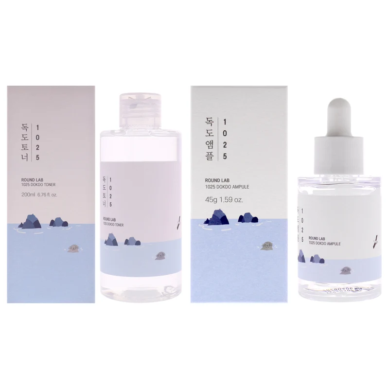 Round Lab 1025 Dokdo Kit by Round Lab for Women - 2 Pc Kit 6.76oz Toner, 1.59oz Serum 2 Pc Kit