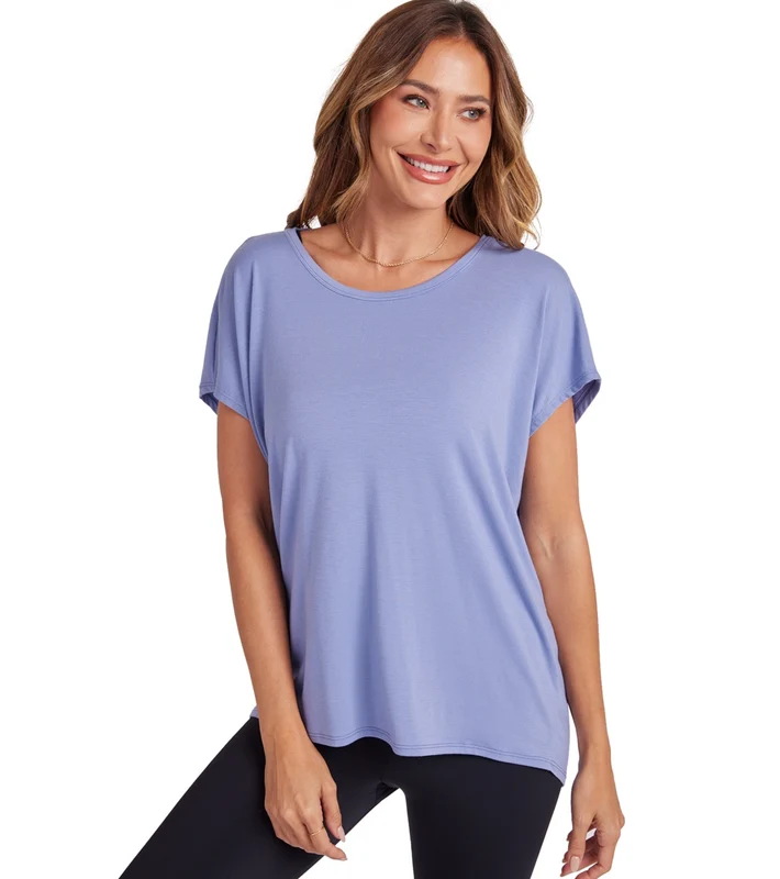 Onzie Drop Back Yoga Short Sleeve Tee Periwinkle / OS