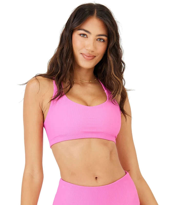 Onzie Half Moon Yoga Sports Bra Ibis Rose Rib / ML