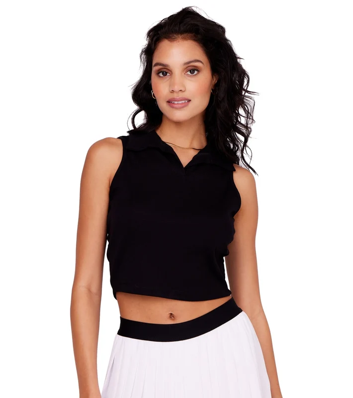Onzie Polo Tank Black Core Rib / ML