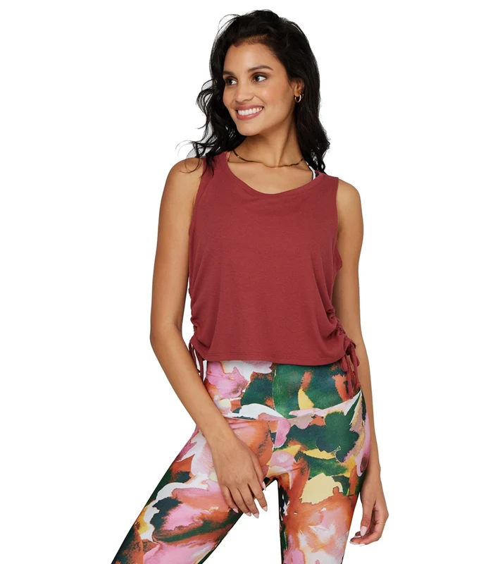 Onzie Side Tie Tank Eucalyptus Core Rib / M/L