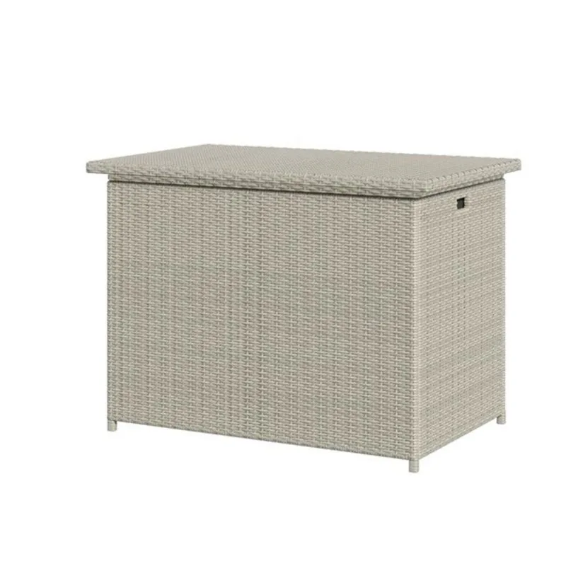 Sirio Leo 47-in W Light Grey Steel and Woven Resin Small Cushion Box