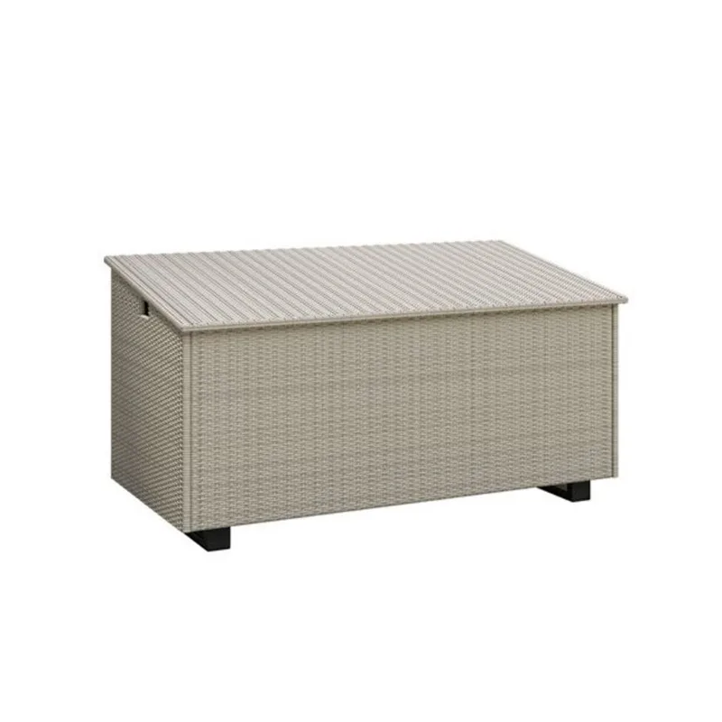 Sirio Cameron 66-in W Light Grey Steel and Woven Resin Medium Cushion Box