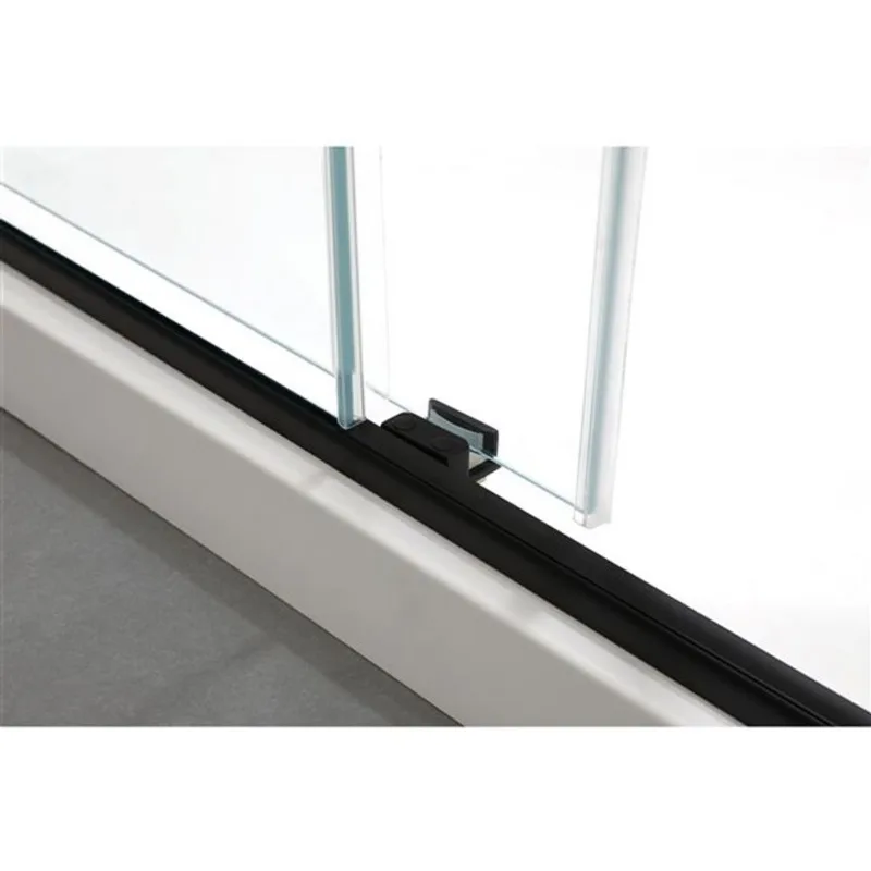 Felyl 58-in H X 48-in W Frameless Hinged Bathtub Door - Black Handle