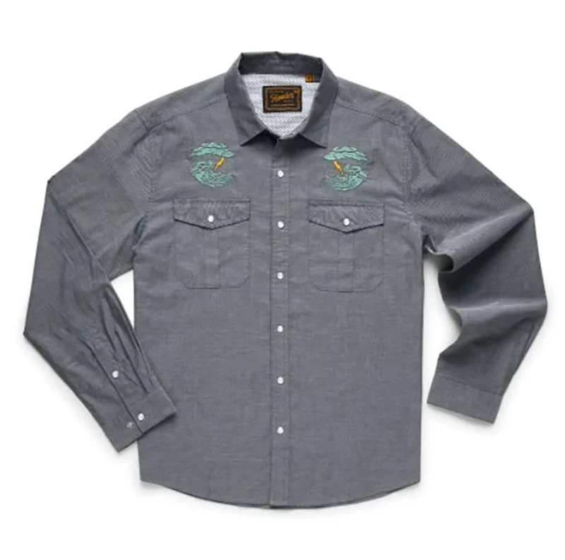 Howler Brothers Men's Gaucho Snapshirt DARK&STORMY:CHARCOAL OXFORD / LARG