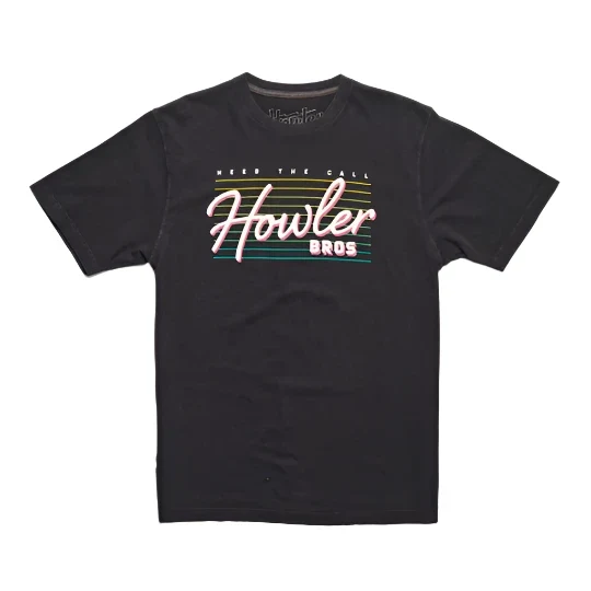 Howler Brothers Men's Cotton Short Sleeve T-Shirt HOWLER BEACH CLUB : BLACK / XLRG