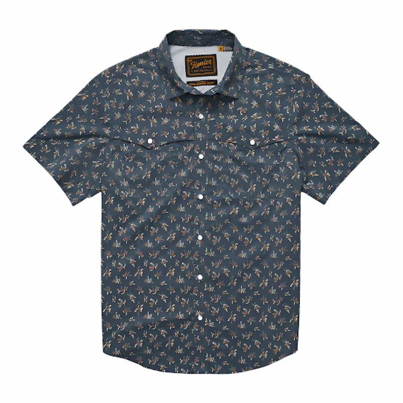 Howler Brothers Men's Open Country Tech Short Sleeve Shirt RANCHER FLORAL: DARK SLATE / XLRG