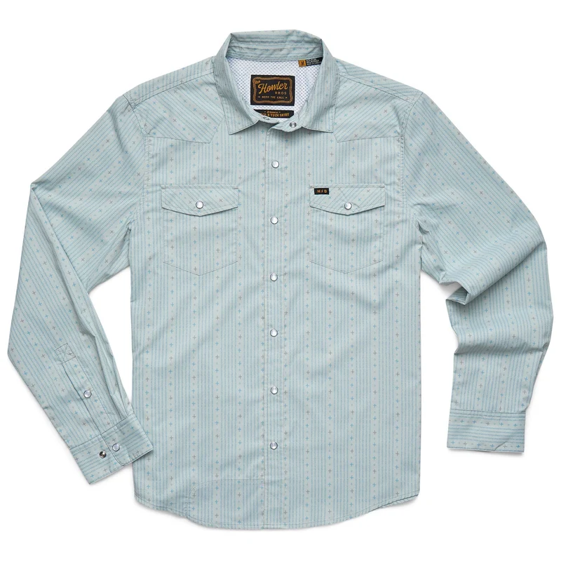 Howler Brothers H Bar B Tech Longsleeve Sale Supernova Stripe : Ash Blue / L
