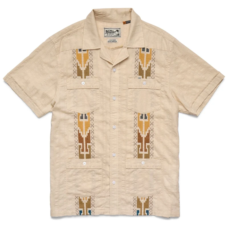 Howler Brothers Guayabera Shirt Sale Temple Tracks : Oatmeal / L