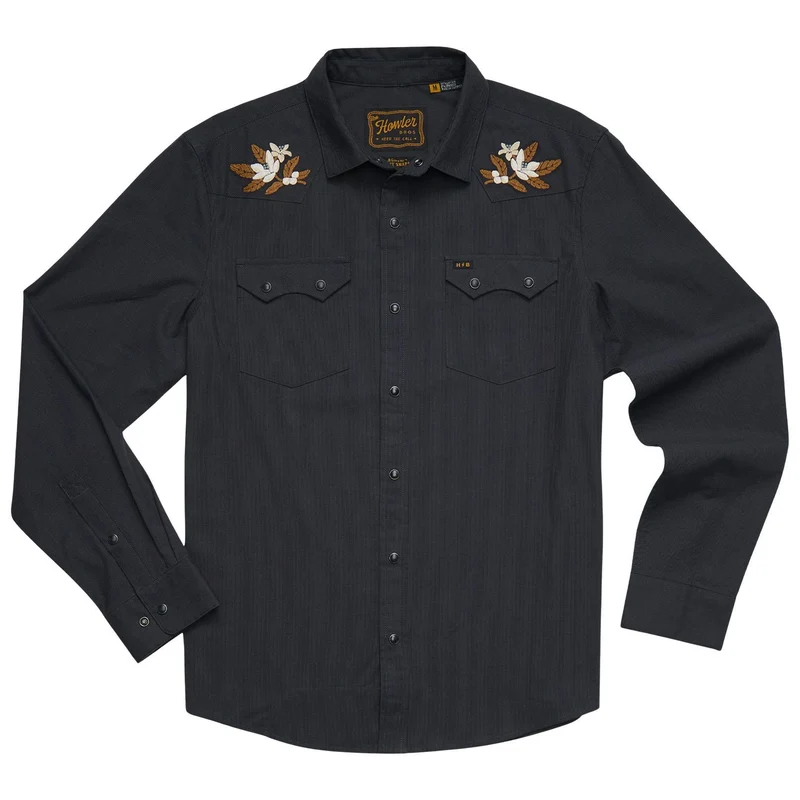 Howler Brothers Crosscut Deluxe Longsleeve Orange Blossoms : Antique Black / M