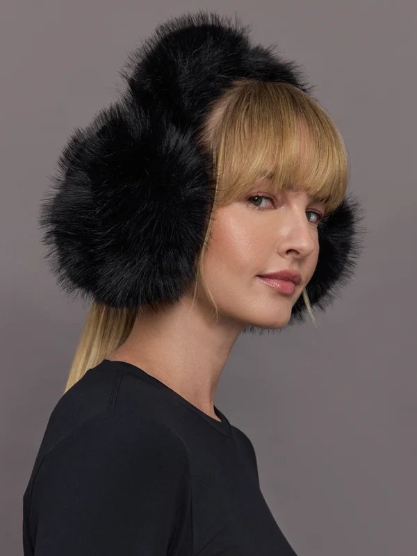 Faux Fox Earmuffs - Black Black / OS