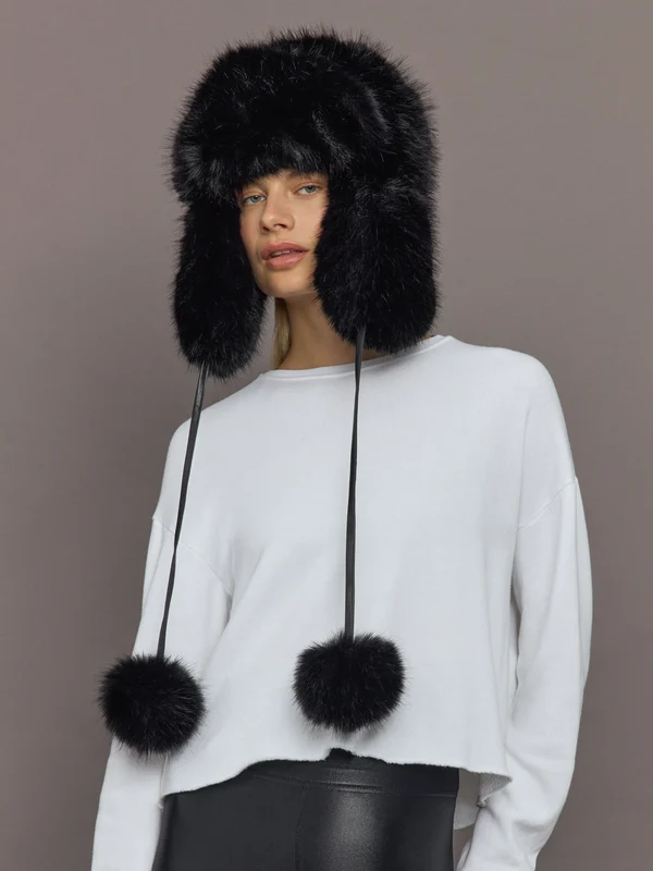 Fox Trapper Hat - Black Black / OS