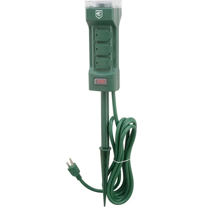 Mechanical 6-Outlet Power Stake Timer - Green Green