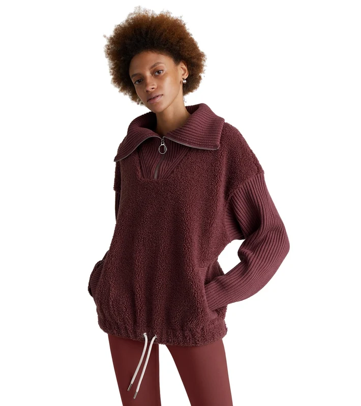 Varley Rogers Half Zip Jacket Rose Brown / L