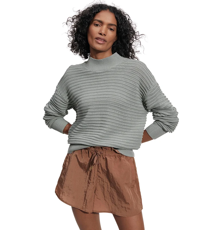 Varley Franco Knit Crew Green Mileu / S