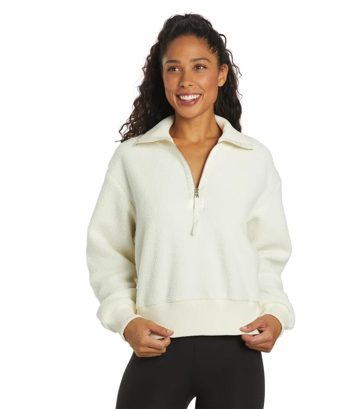 Varley Roselle Half Zip Fleece Pullover Egret / XL