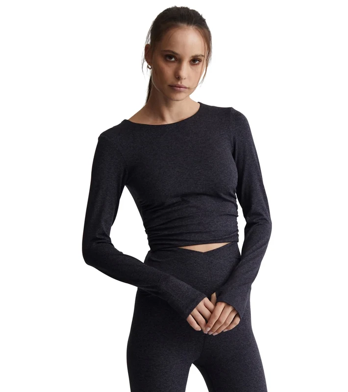 Varley Always Warm Sloan Cropped Tee Black Marl / XS