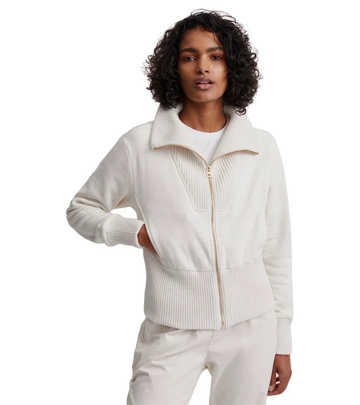 Varley Alisa Zip Through Ivory Marl / M