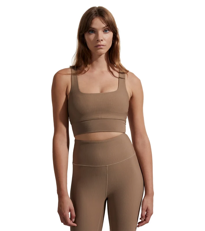 Varley Let's Move Rib Ryan Bra Taupe Stone / M