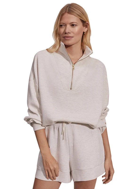 Varley Hawley Half Zip Sweatshirt Ivory Marl / M