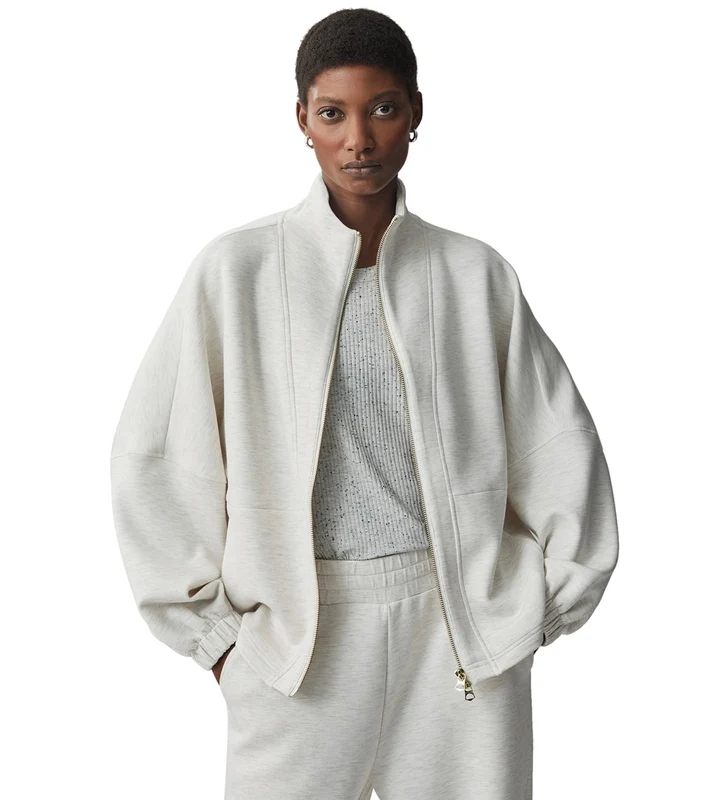 Varley Ashbury Zip Through Sweat Ivory Marl / L