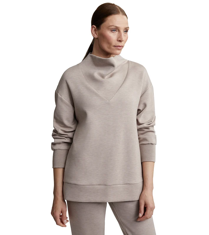 Varley Modena Longline Sweat Taupe Marl / M