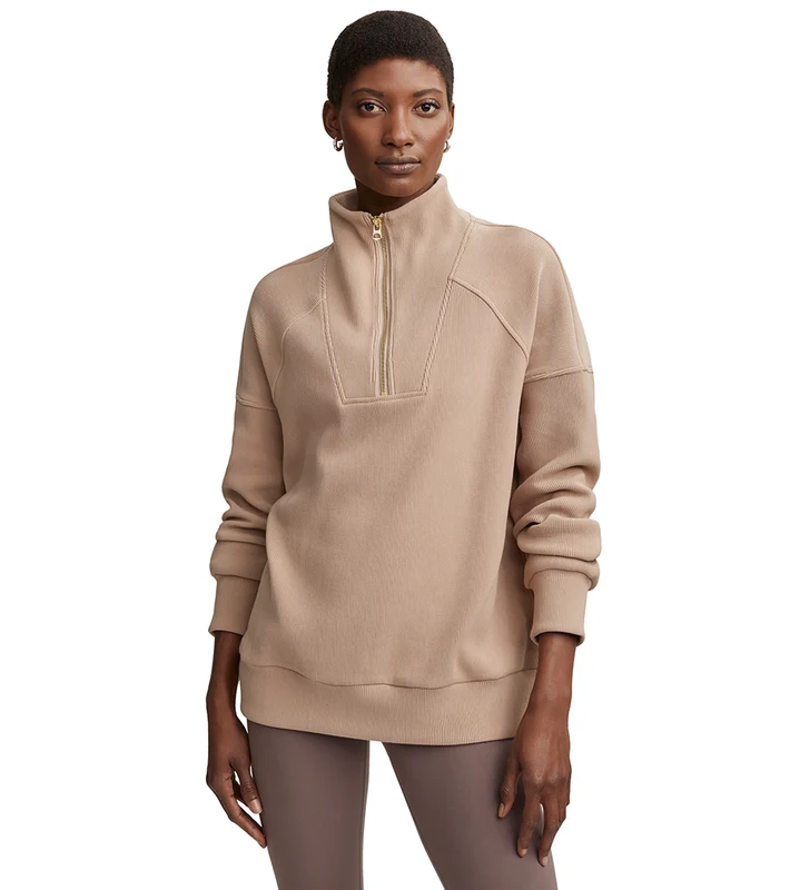 Varley Rhea Half Zip Sweat Stucco / S