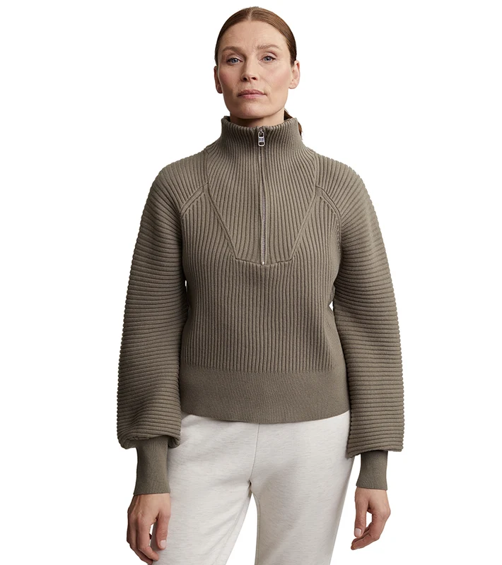 Varley Reid Half Zip Knit Sweater Gravity Sage / S