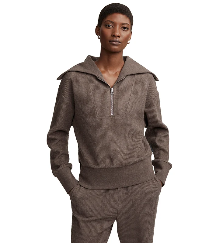Varley Maguire Half Zip Chocolate Marl / S