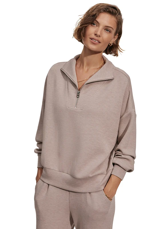 Varley Hawley Half Zip Sweatshirt Taupe Marl / S