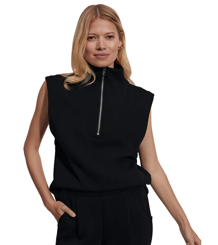 Varley Magnolia Half Zip Tank Black / M