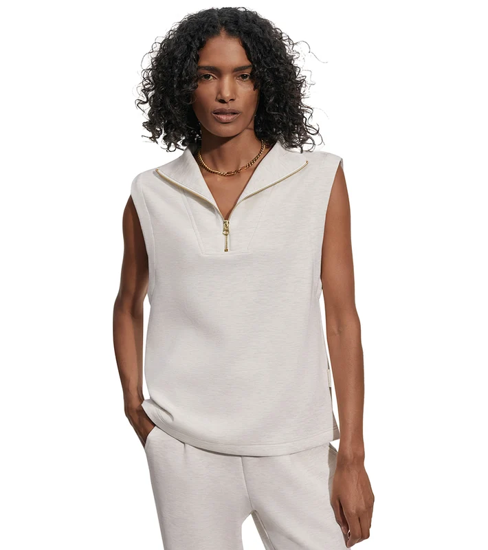 Varley Magnolia Half Zip Tank Ivory Marl / XL