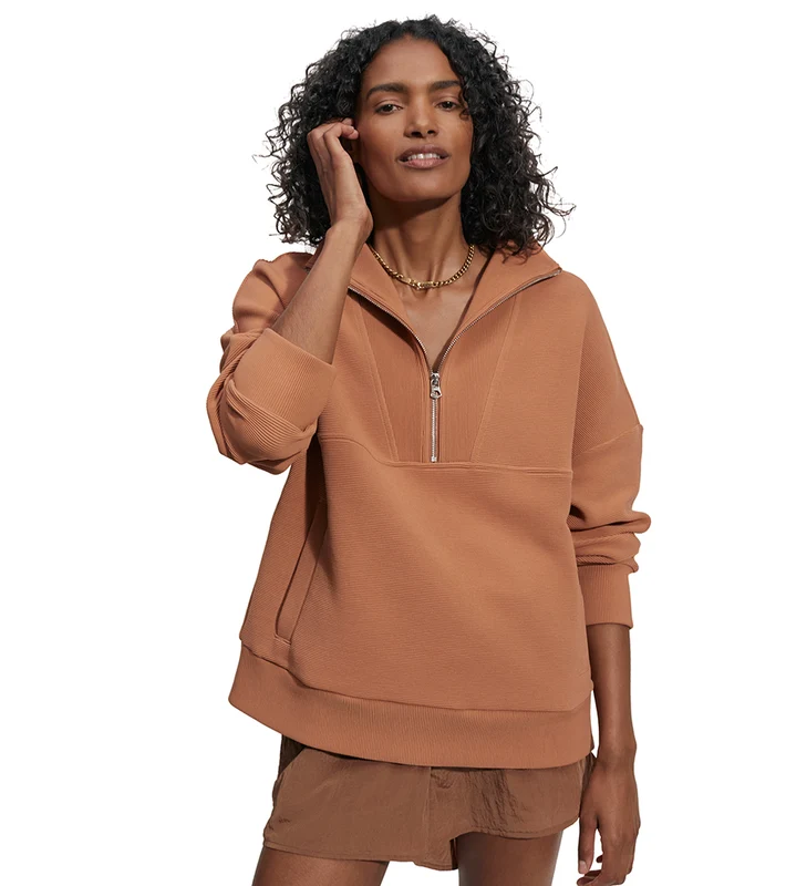 Varley Colebrook Half Zip Sweat Pecan Brown / L