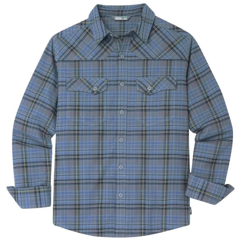 Stio Men's Junction Midweight Flannel Shirt Sale AUTUMN RED PLAID / XXL
