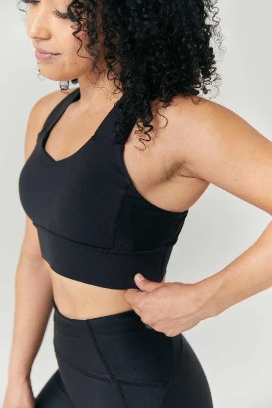 RIT-IT Women's Medium Support Sports Training Bra - Black Black / Ladies XL